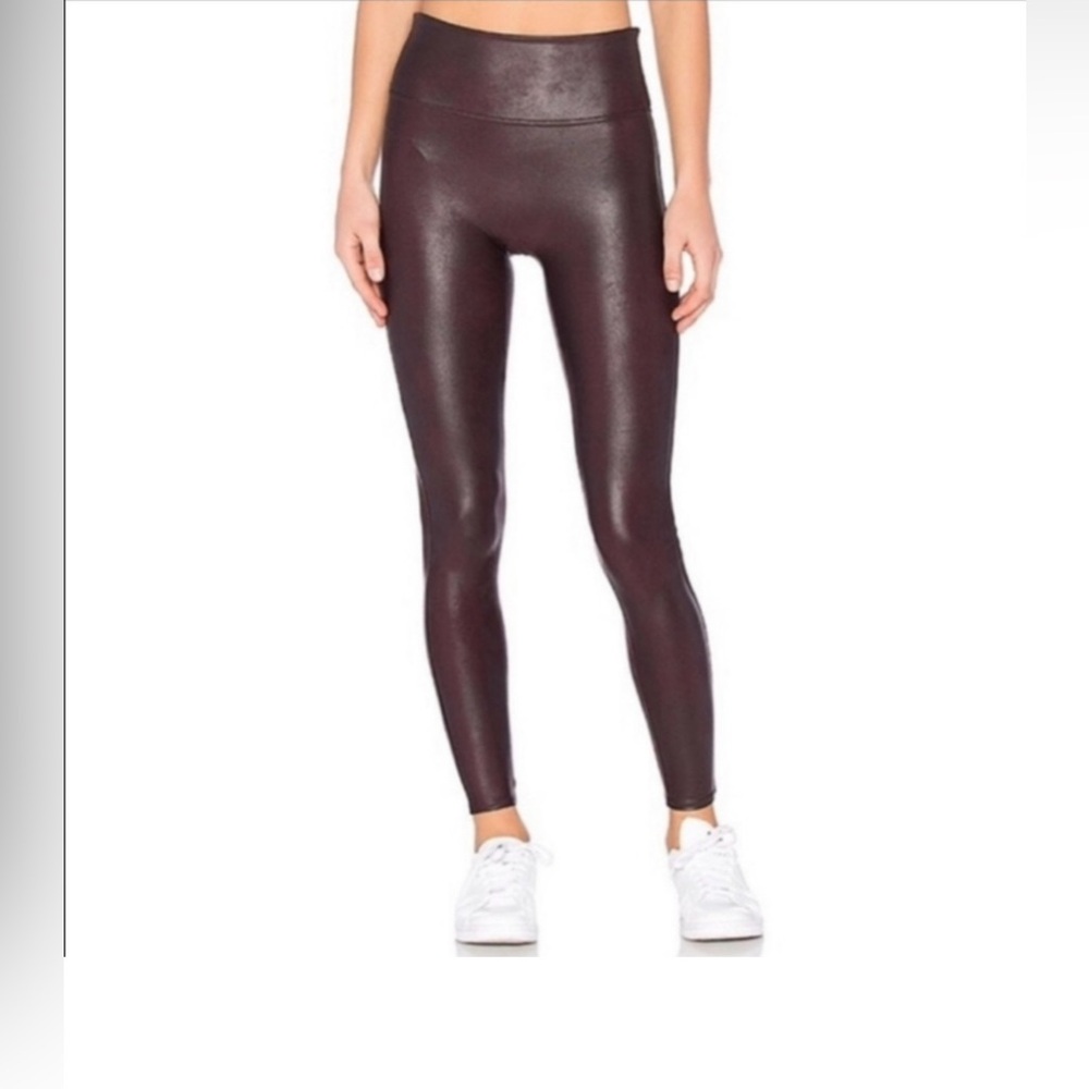 Spanx Faux Leather Leggings In Wine/ Deep Burgundy Maroon sz. XL